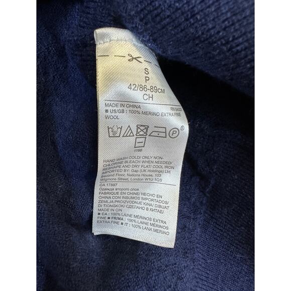Banana Republic Womens 100% Merino Wool Tie Up Cut Out Sleeve Blue Sweater Small - Picture 3 of 7